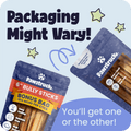 Two packages of Pawstruck bully sticks with text indicating packaging variation.