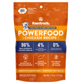 Packaging for Pawstruck Powerfood Chicken Recipe air dried dog food with highlights of 96% real chicken, 4% salmon oil, and 0% grain, soy, or gluten.