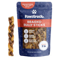 Product image of the Pawstruck 7" Braided Bully Sticks. Beef pizzle. Best Bully Sticks for dogs