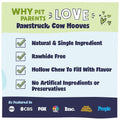 Advertisement on why pet parents love cow hooves