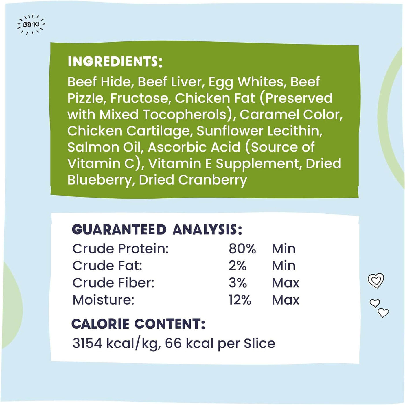 Ingredients and Guaranteed Analysis for the Pawstruck Bully Slices