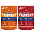Air Dried Dog Food Trial Pack - Two packages of Pawstruck Powerfood, one chicken recipe and one beef recipe, on a white background.