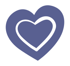 Purple gradient heart icon with white heart outline nested inside on transparent background