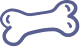 Purple outline icon of a dog bone with curved ends and narrow middle section