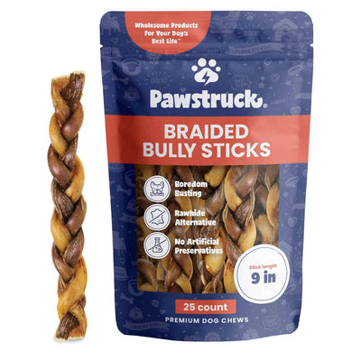 Product image of the Pawstruck 9" Braided Bully Sticks - 25 count pack