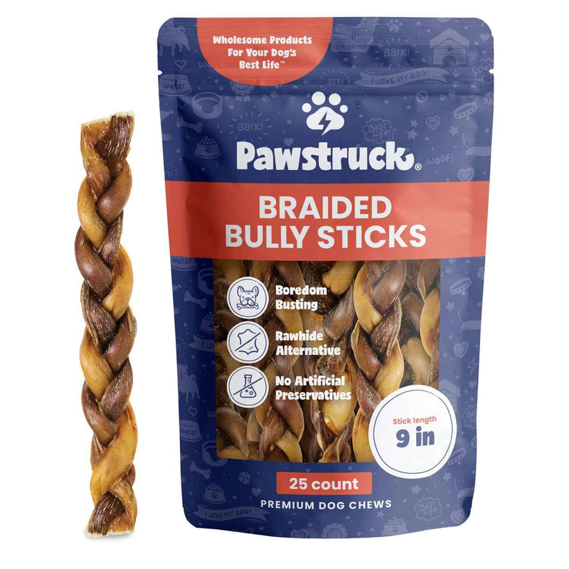 Product image of the Pawstruck 9" Braided Bully Sticks - 25 count pack