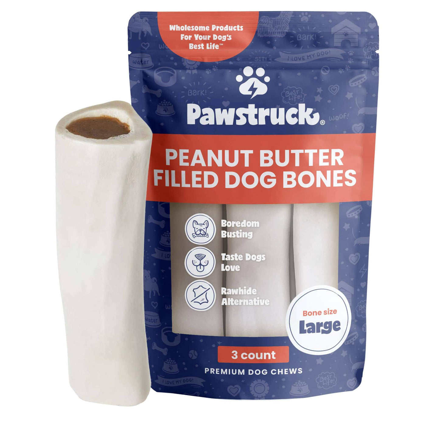 Product image of Large Peanut Butter Filled Dog Bones - 10pk
