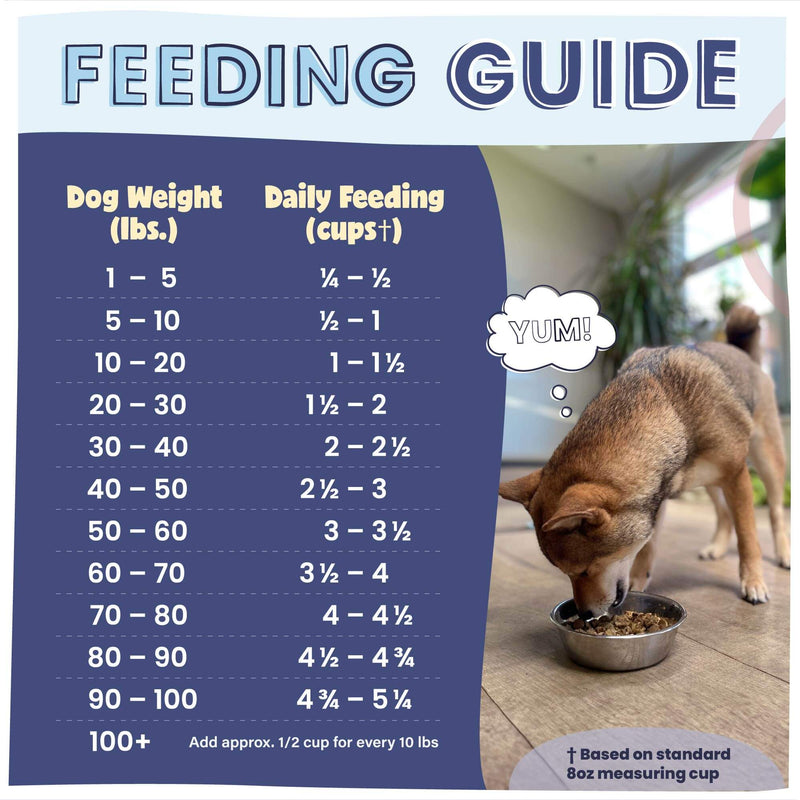 Feeding guide for dog food based on weight