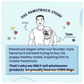 Illustration of a man with a dog and text about Pawstruck on a light blue background