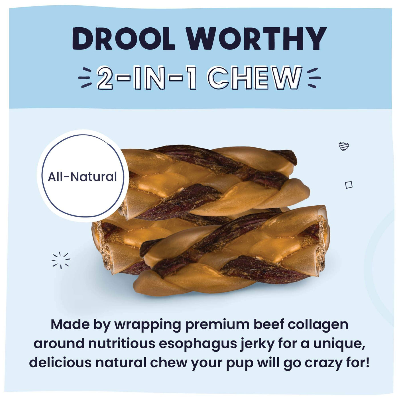 Collagen and Jerky Braid - Drool Worthy 2 in 1 Chew! 
