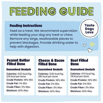 Large Filled Dog Bone Variety Pack Feeding Guide
