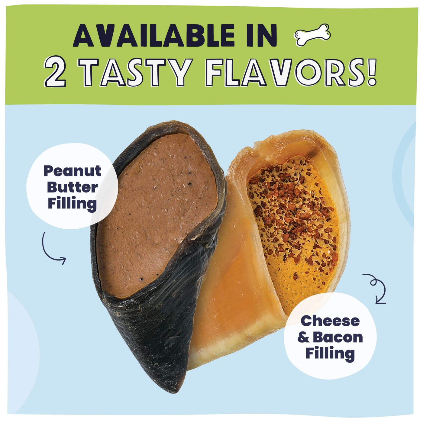 Filled Cow Hooves - Different flavors of Pawstruck Filled Cow Hooves