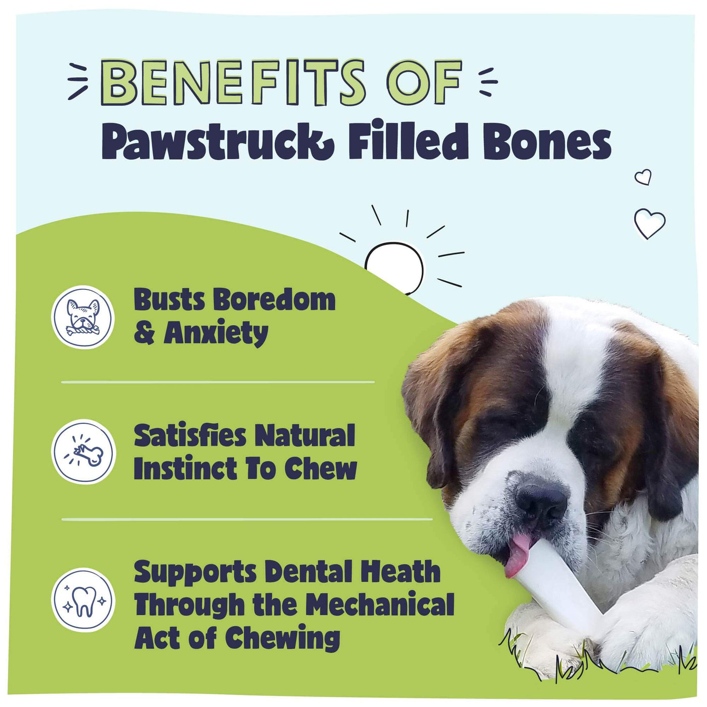dog with a Pawstruck brand filled bone