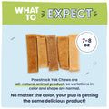 Pawstruck Yak Chews with text explaining product details on a green and blue background