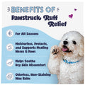 Advertisement for Pawstruck Ruff Relief with a dog and listed benefits.