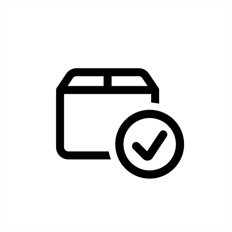 Icon representing package protection with a check mark