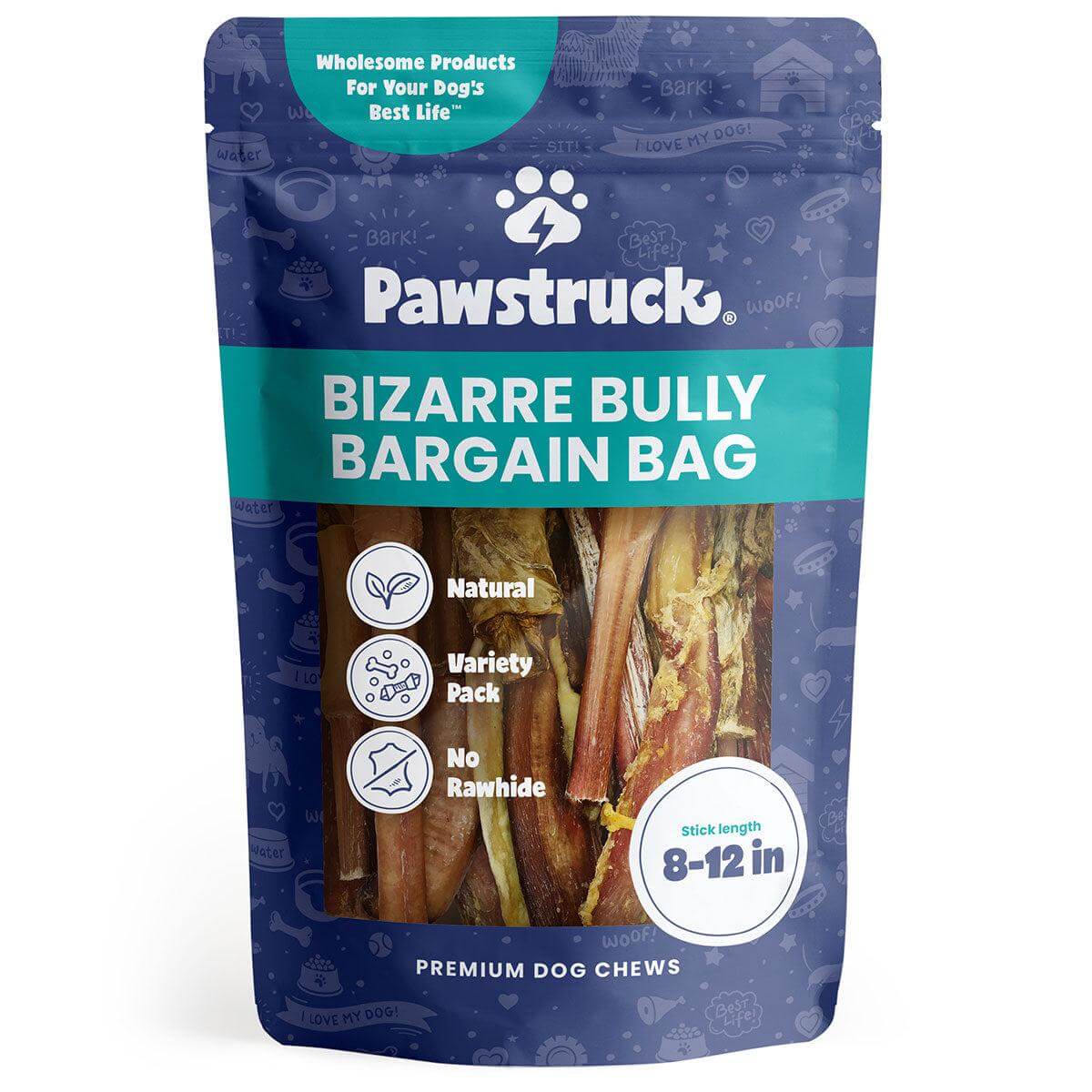 Product image of the Pawstruck 8-12in Bizarre Bully Stick Bargain Bag